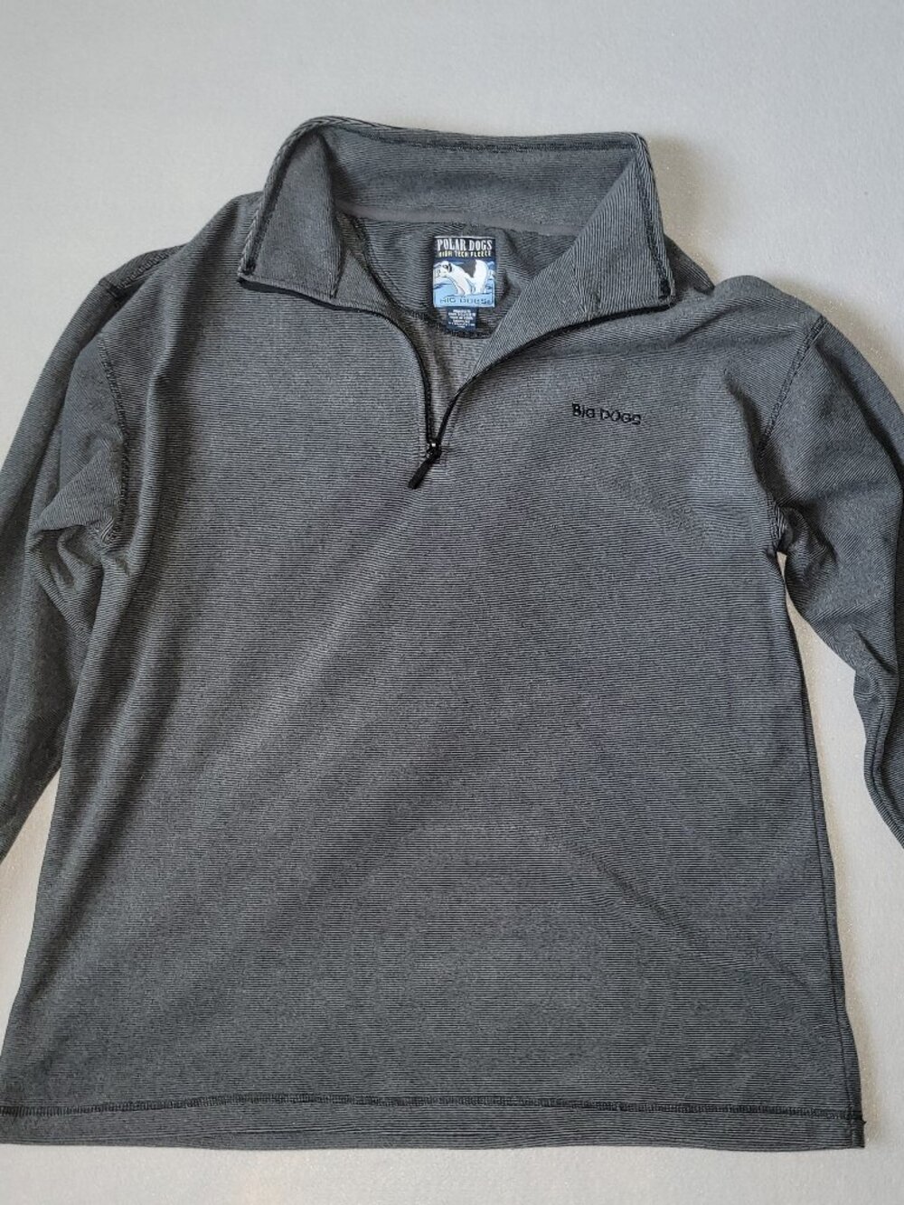 Big Dogs Polar Dogs High Tech Fleece Men M Gray Quarter Zip Pullover 90s Style